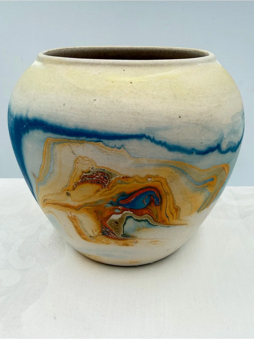 Nemadji Pottery Vase Multicolor Earth Tones Southwest 4.5